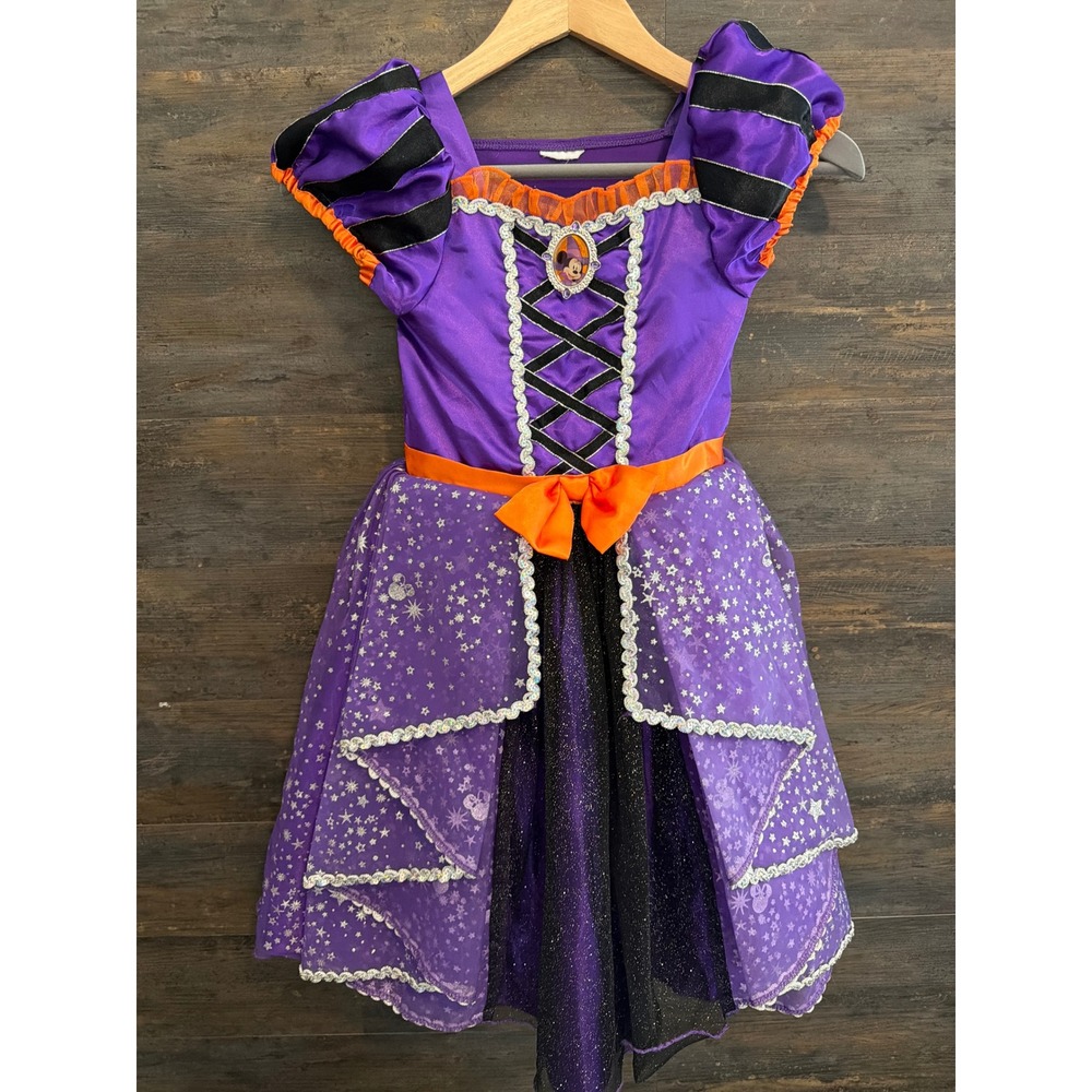 Disney Store Minnie Mouse Witch Costume Dress Purple Orange Girls 5/6 Halloween
